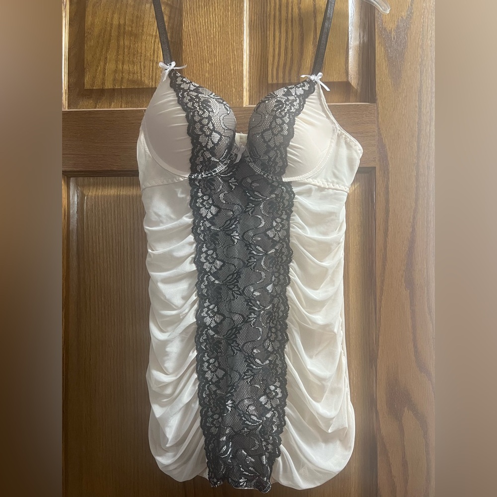 White and black lingerie with push up bra